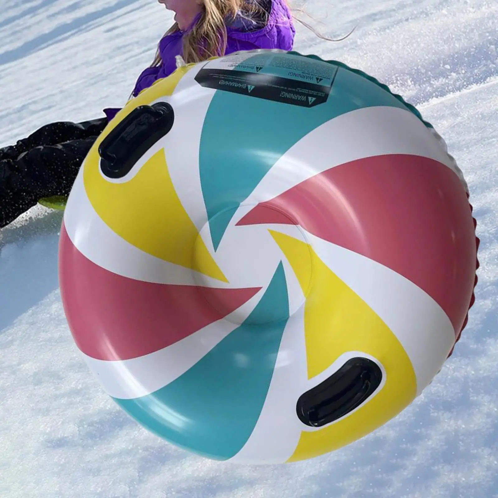 Winter Snow Tube 35Inch Kids Adults Sledding Sleigh Inflatable Snow Sled Winter Inflatable Ski Hoop Foldable Christmas Snow Hoop