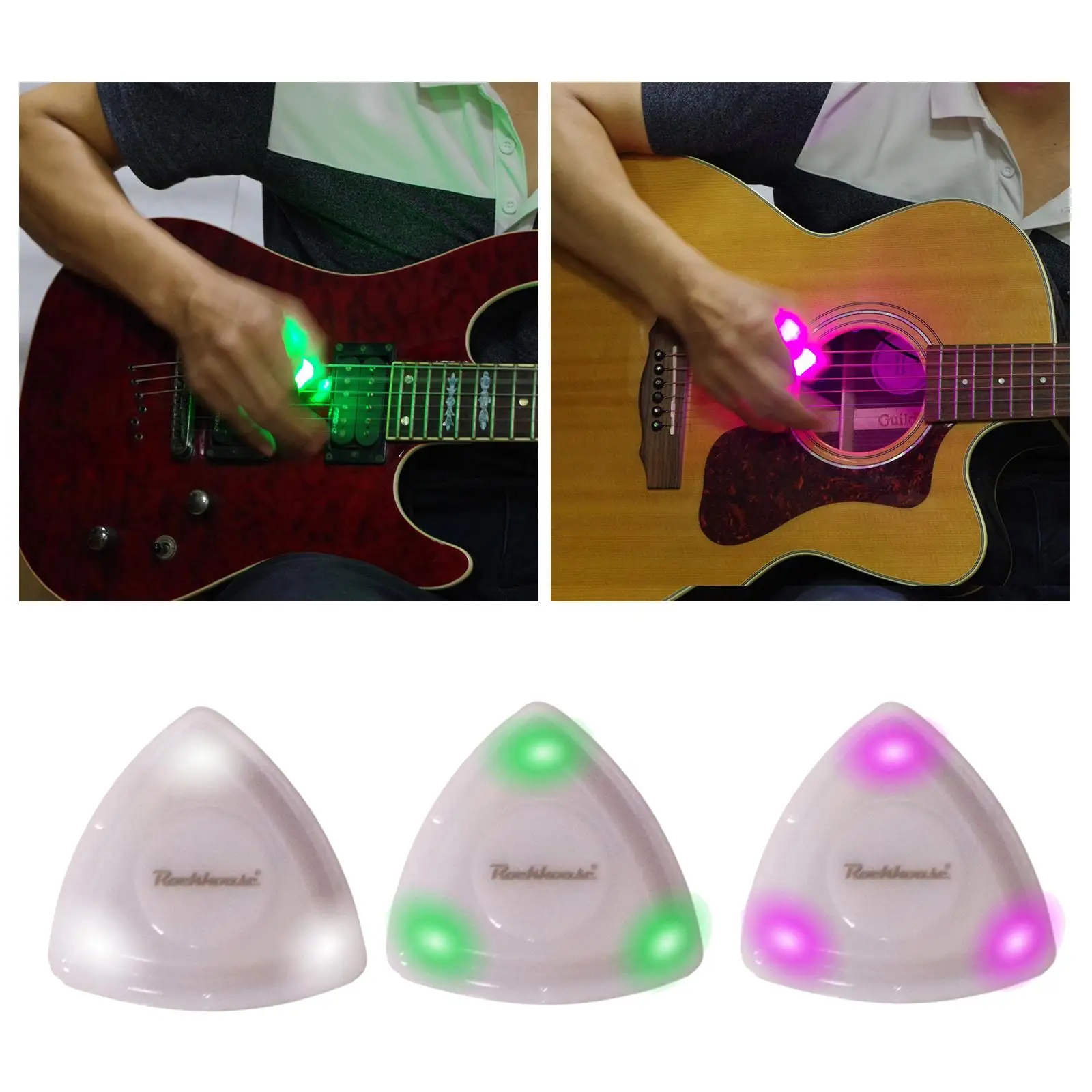 Guitar LED Pick Shining Luminous Non-slip Colored Light Picks Guitar Accs