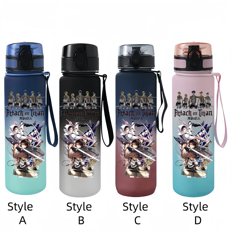 650ml Attack on Titan Water Bottle Plastic Frosted Large Capacity Drinking Cup Portable Outdoor Sports Water Cup Children\'s Gift
