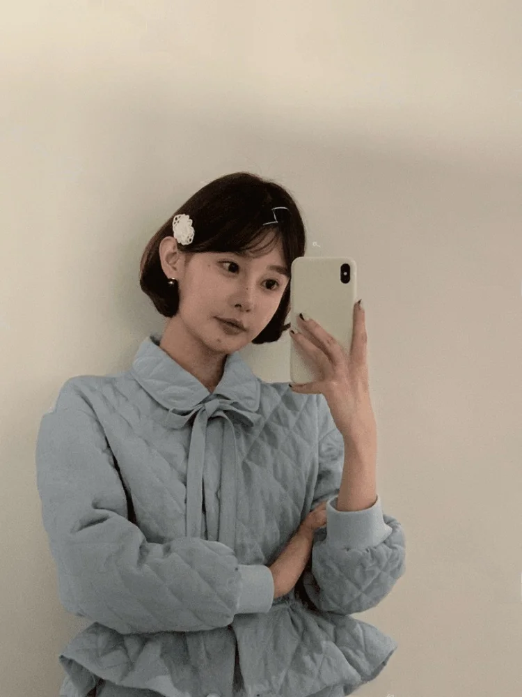 

Нежный женский комплект с воротником-бантом: новая весенняя юбка с высокой талией и модный корейский хлопковый жакет с длинными рукавами