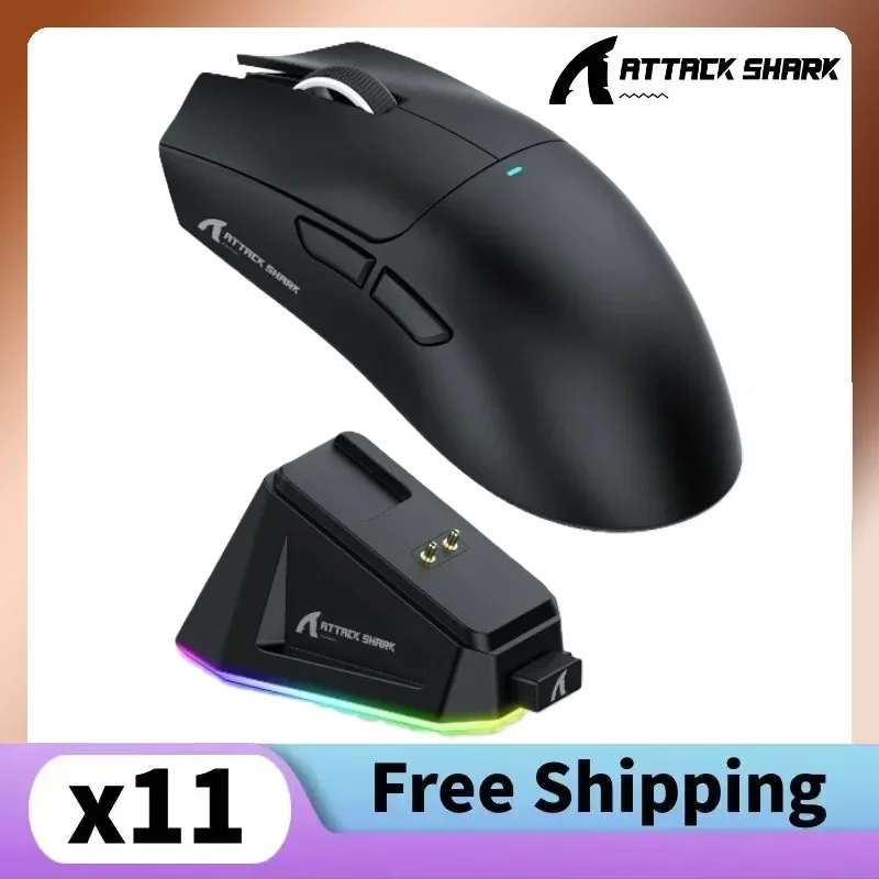 Attack Shark X11 PAW3311 , Triple Mode Connectivity, Touch Magnetic Charging Dock, Ultra-Light Gaming Mouse