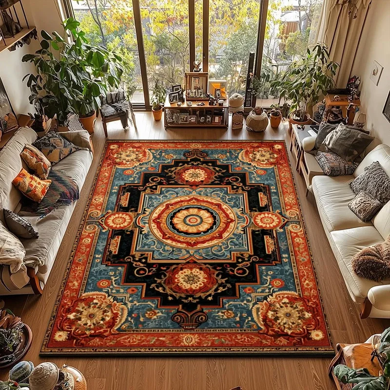 

RAKKS Bohemian Colorful Geometric Crystal Velvet Home Bathroom Floor Mat Living Room Large Carpet Dining Room Study Sofa Carpet