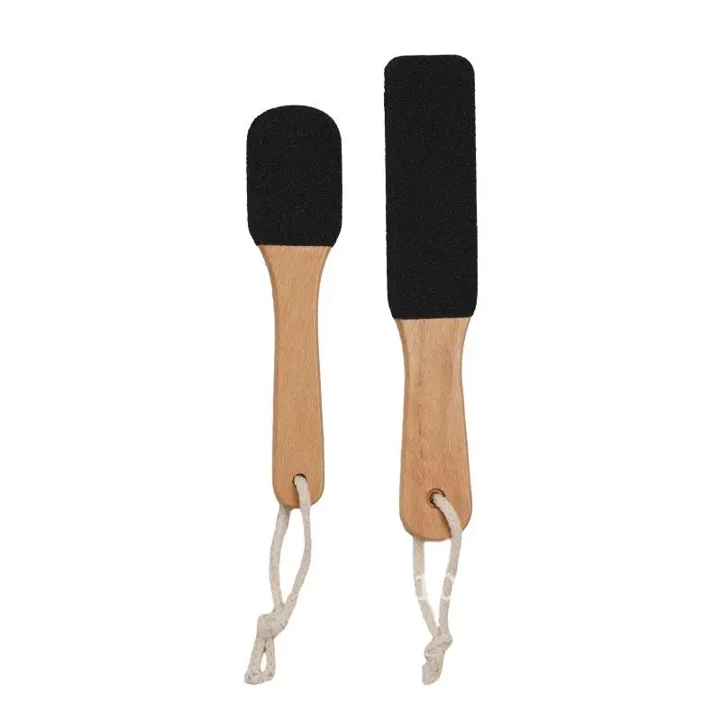 Raschietto per piedi in legno di faggio per la rimozione della pelle morta e dei calli Strumento per pedicure domestica Pietra per molatura del tallone di forma ovale di grandi dimensioni