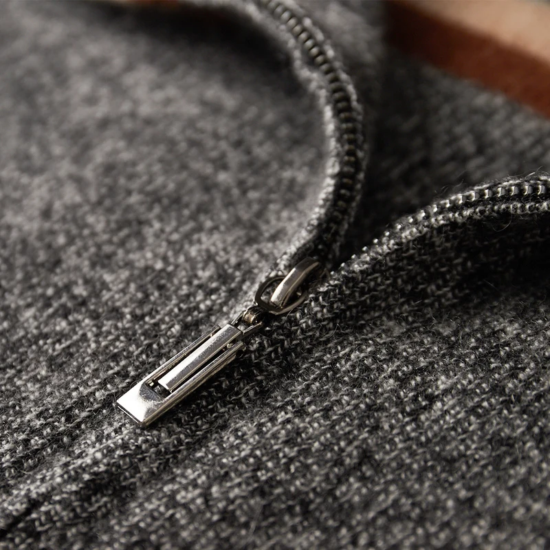 سميكة 100% الماعز سترة الكشمير المعنقة الخريف الشتاء جديد بدوره إلى أسفل طوق الرجال سترة مشغولة من الصوف عادية كم طويل قطاع معطف سترة