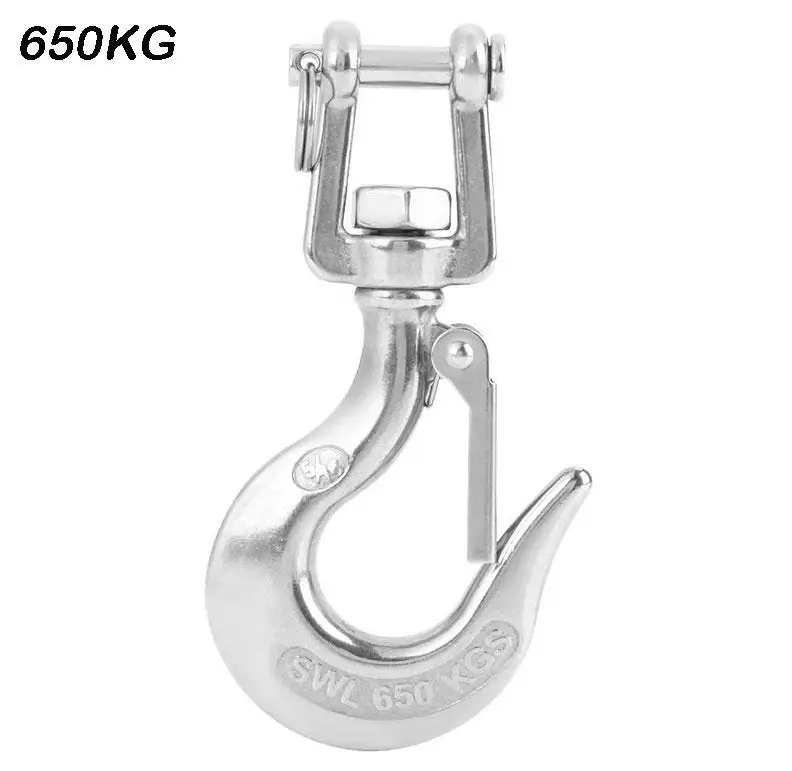 1000kg 650kg 350kg 150kg 304 Stainless Steel Swivel Lifting Hook Steel Eye Hook With Latch Rigging Accessory