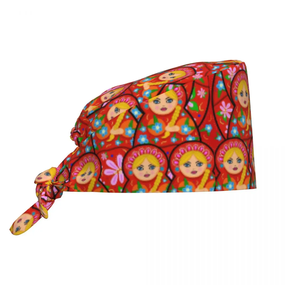 Russian Doll Matryoshka Working Cap Surgical Hat Russia Folk Art Babushka Pattern Operating Room Cap Operator Hats Lab Works Hat