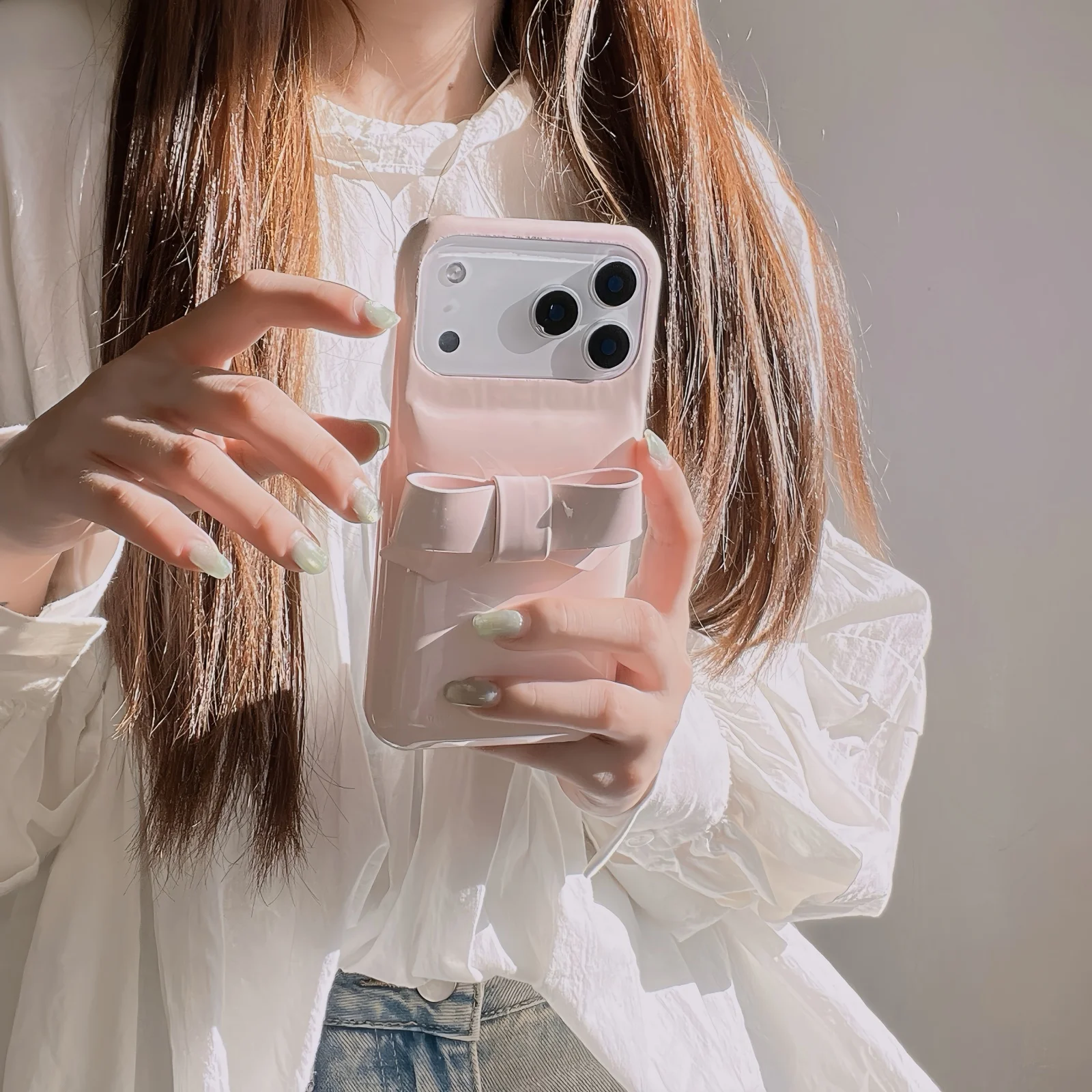 لينة الكرتون لطيف ثلاثية الأبعاد ربطة القوس فيونكة للصدمات جراب هاتف آيفون 17 16 15 14ProMax مكافحة الإفلات لون جديد Ins الغطاء الخلفي