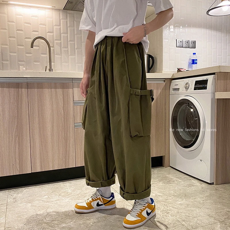 Japanese Korean Fashion Cargo Sports Pants for Men Spring Summer Thin Wide Leg Pants Straight Loose Casual Pants Men Clothing
