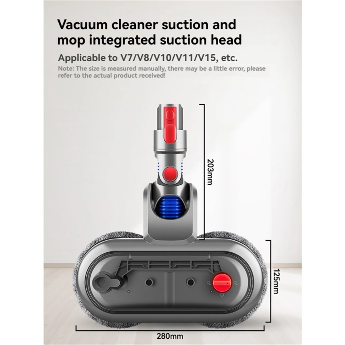 

A61I Electric Floor Mop Head for Dyson V7 V8 V10 V11 V15 Vacuum Cleaner Attachment with 4 Mop Pads and Switch Lock