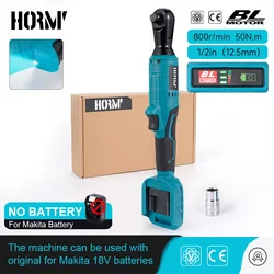 50N.m Brushless Electric Ratchet Wrench 1/2'' Right Angle Removal Screw Nut Drill Screwdriver Repair Tool For Makita 18V Battery