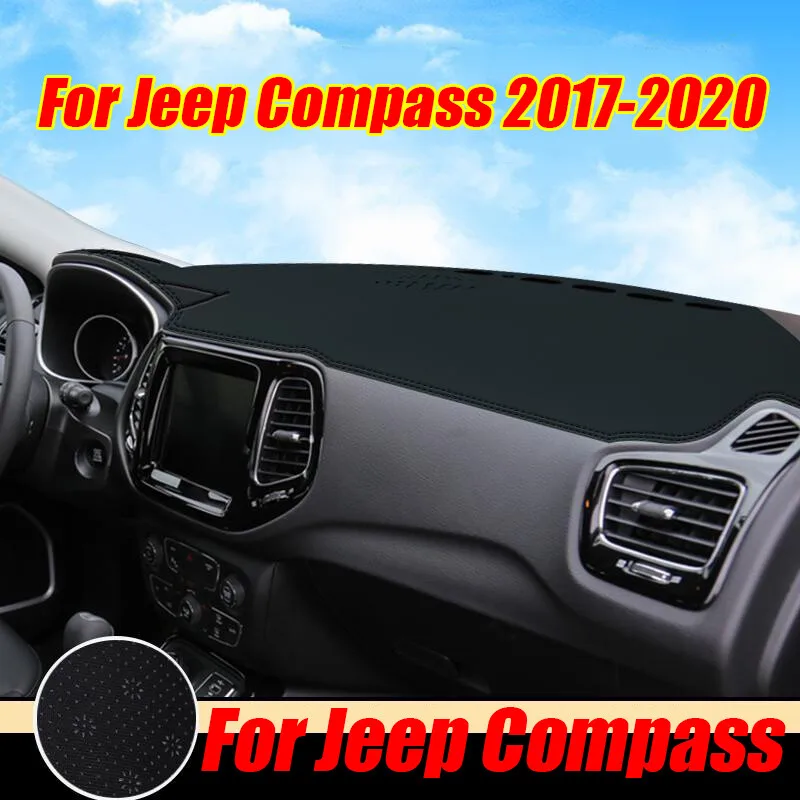 

Black Leather Dashboard Cover Dash Protector Pad Mat For Jeep Cpmpass 2017-2020