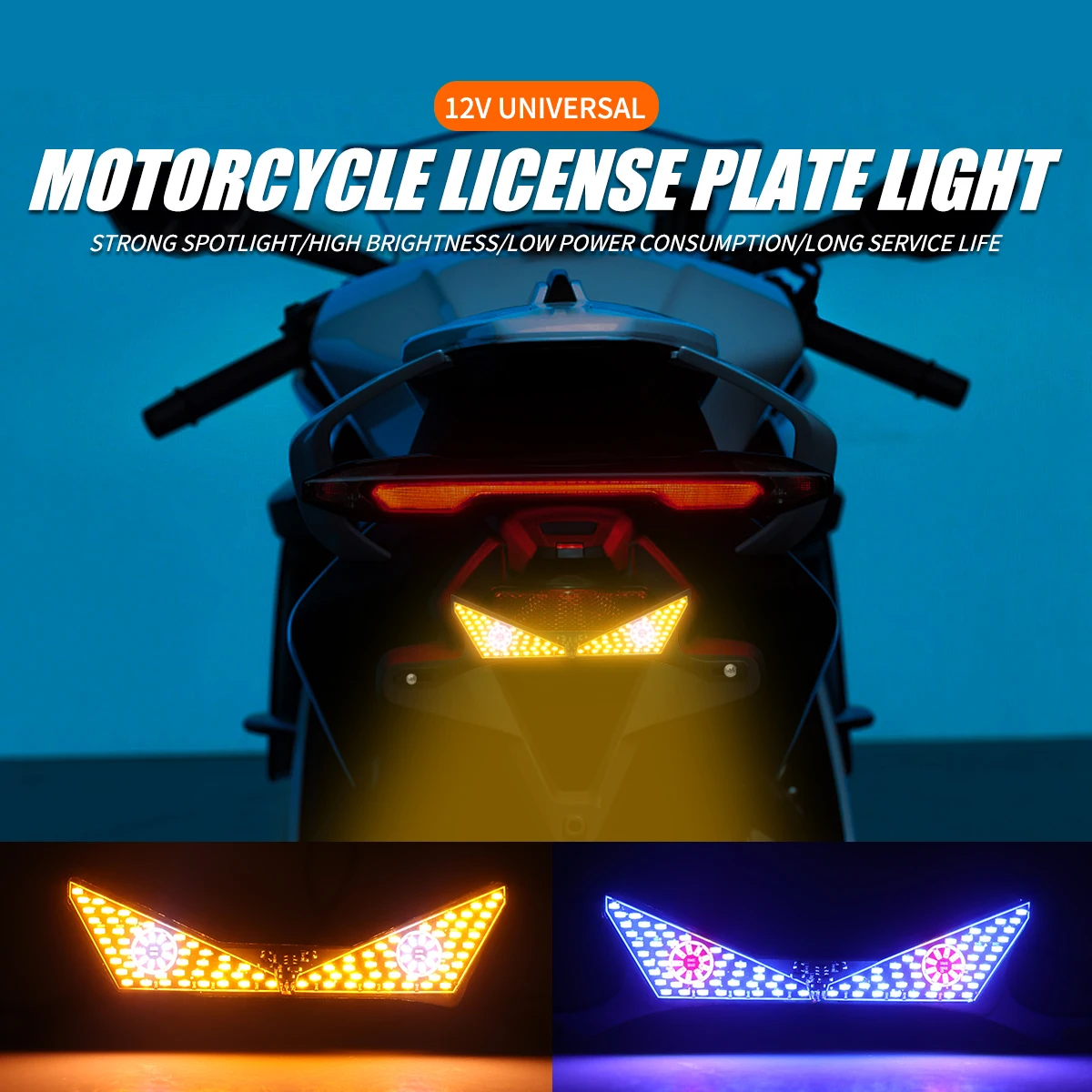 

Motorcycle LED Strobe Light Spotlight License Plate Light Running Flashing Light Tail Lamp 12V Universal Motor Accessories 1pc