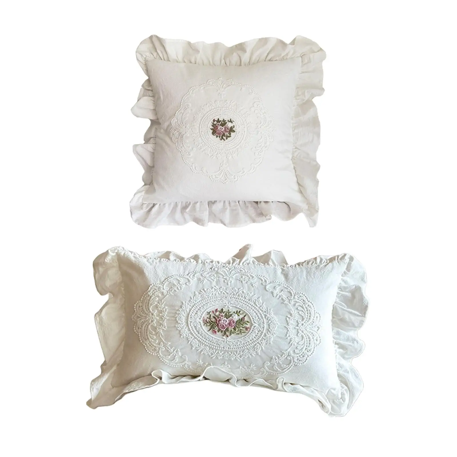 أغطية وسائد مزخرفة على طراز المزرعة الفرنسية الريفية الفاخرة للسرير،