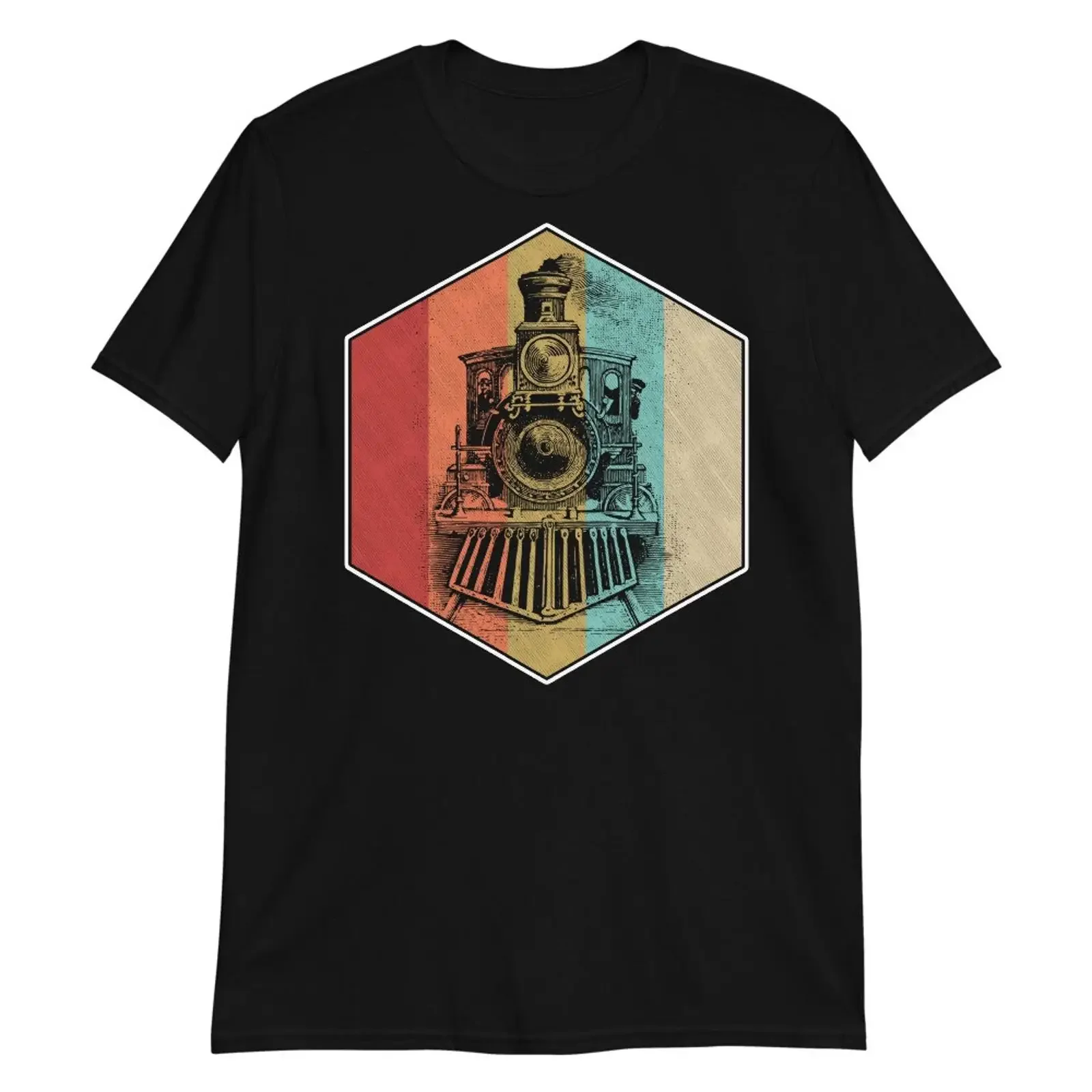 Vintage Retro Train T Shirt Locomotive Steam Engine  vintage Washed streetwear Unisex Stretched Versatile Stylish Casual