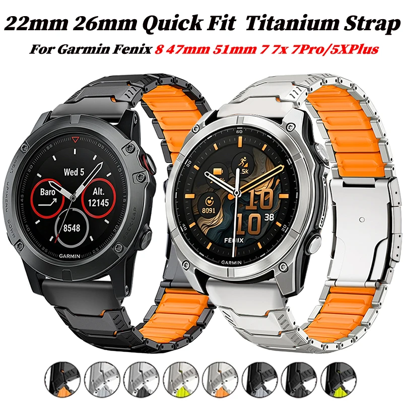 22 26mm Titanium For Garmin Fenix8 47mm 51mm 7 7x 7Pro/5XPlus and Instinct/Epix/Marq Aviator QuickFit Watch Band Strap Wristband