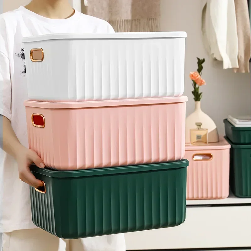 Japanese Style Color Storage Box Dormitory Home Office Desktop Sundries Container Snack Cosmetics with Lid Storage Box