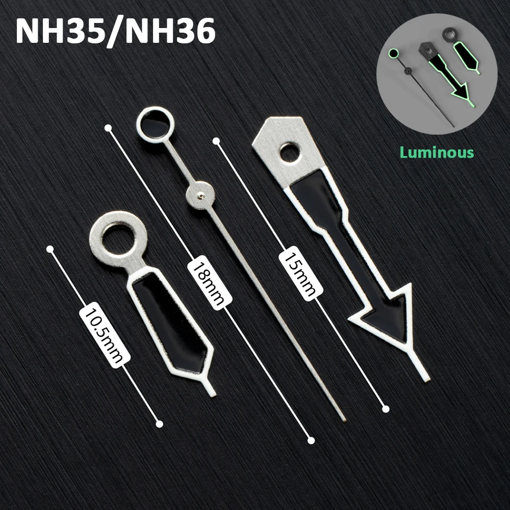 Für NH35 NH36 NH38 7S26 7S36 4R35 4R36 Uhr Hände Grün Leuchtende Uhr Pins Automatische Bewegung Zeiger Zubehör