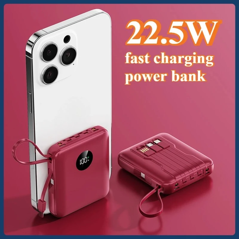 

Mini Built-in Line 22.5W Fast Charging Power Bank 20000mAh Large Capacity Portable Mobile Power Source