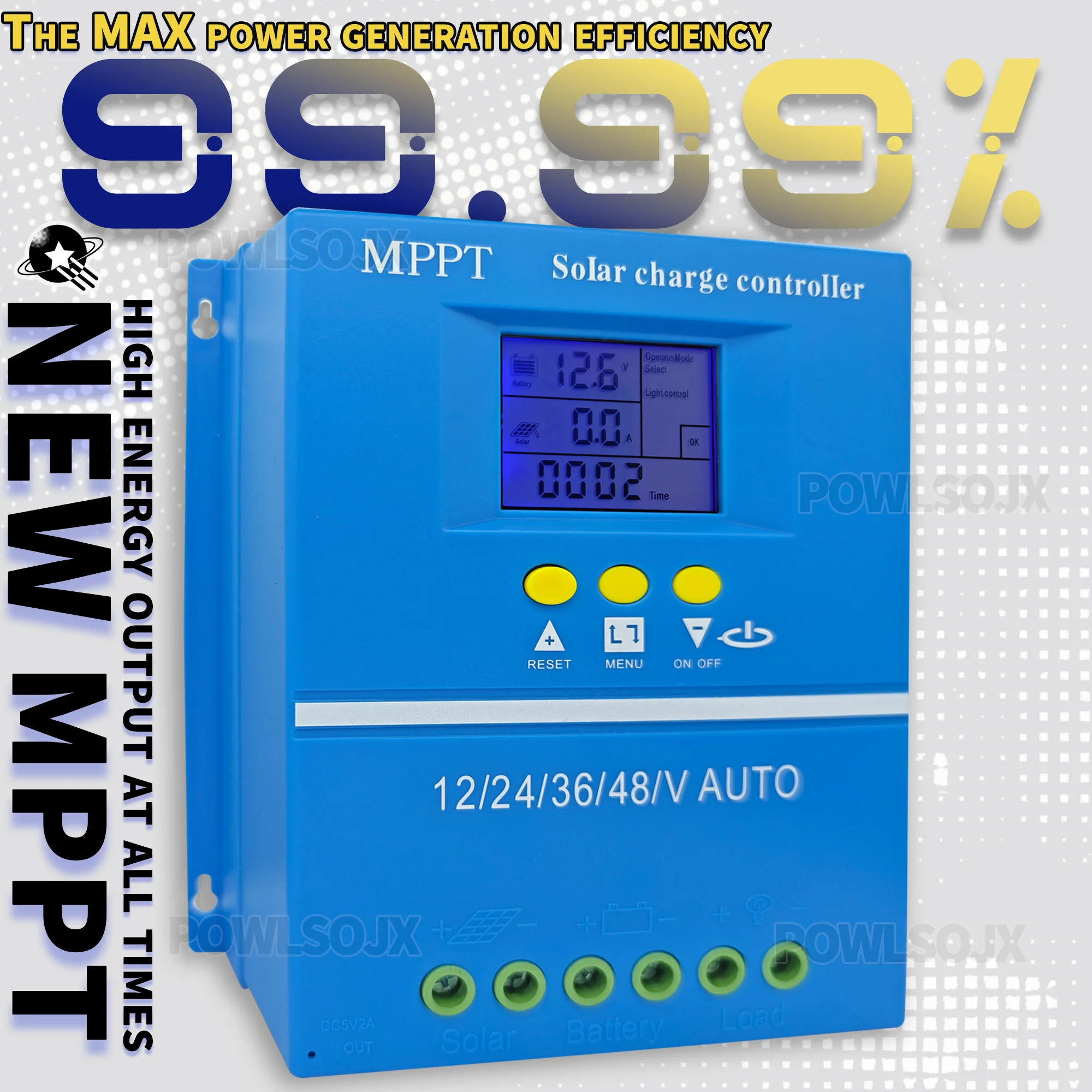 Imagem -05 - Powlsojx-mppt Rastreamento Controlador de Carga Solar Painel Inteligente Regulador de Bateria 12v 24v 36v 48v 60a 80a 100a