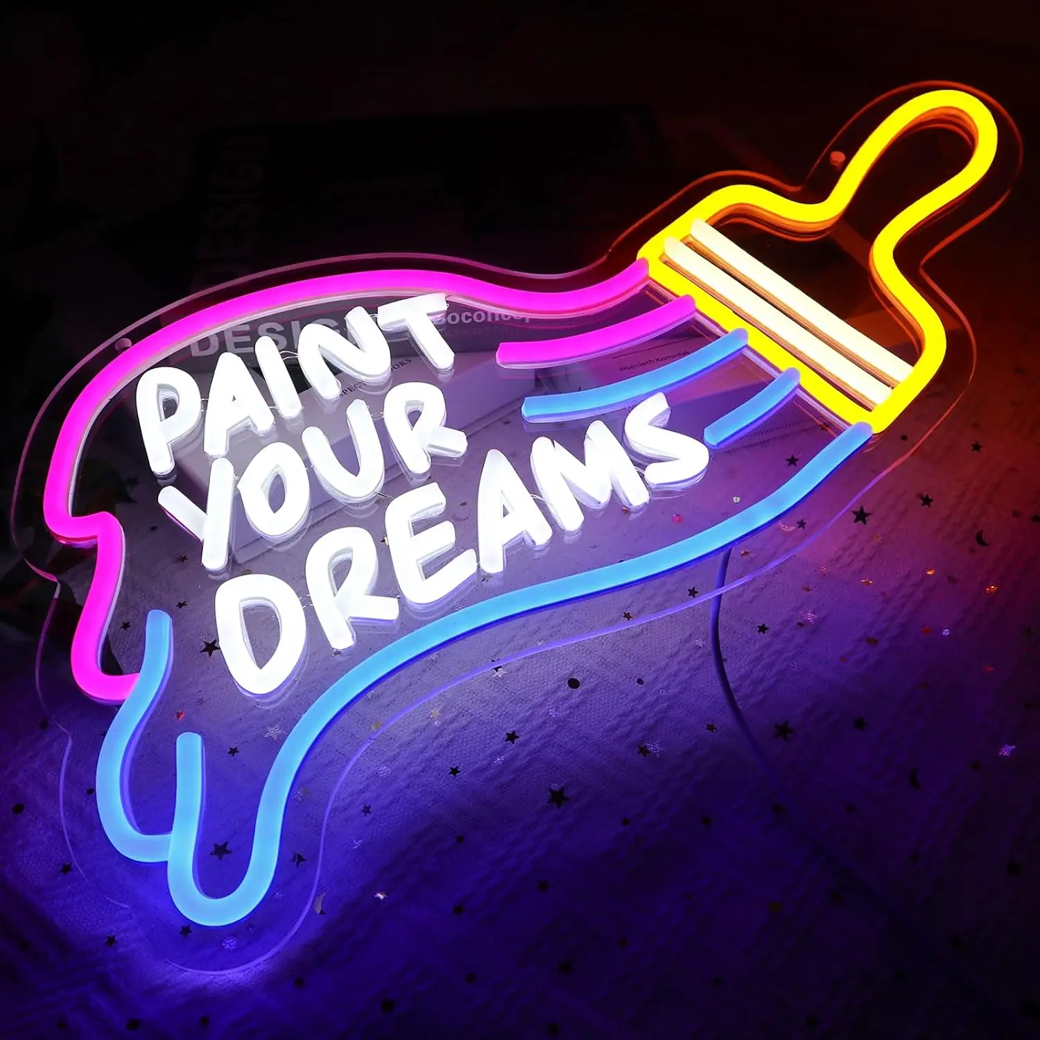 Pinte tus sueños, letrero de neón, decoración de estudio artístico, luz de neón regulable para dormitorio, hogar, oficina, Bar, fiesta, decoración de pared, iluminación ambiental