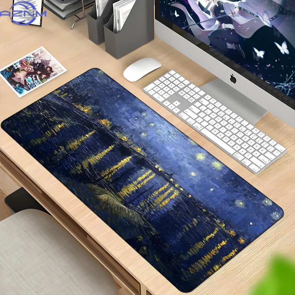 Van Gogh Oil Painting The Starry Night Mouse Pad Gaming Laptops Keyboard Mat Deskmat Pc Accessories Desk Protector HD carpet xxl