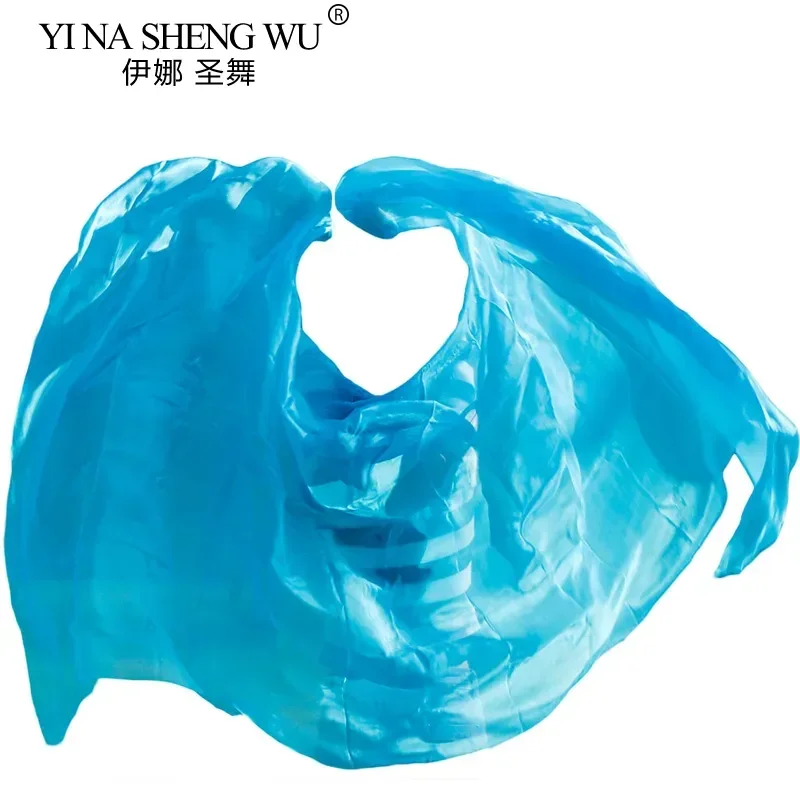 100% الحرير الرقص الشرقي الحجاب الرقص الشرقي وشاح شال حريري لون الفيروز النقي أداء الرقص الشرقي الحجاب الحرير 250/270*114 سم #3