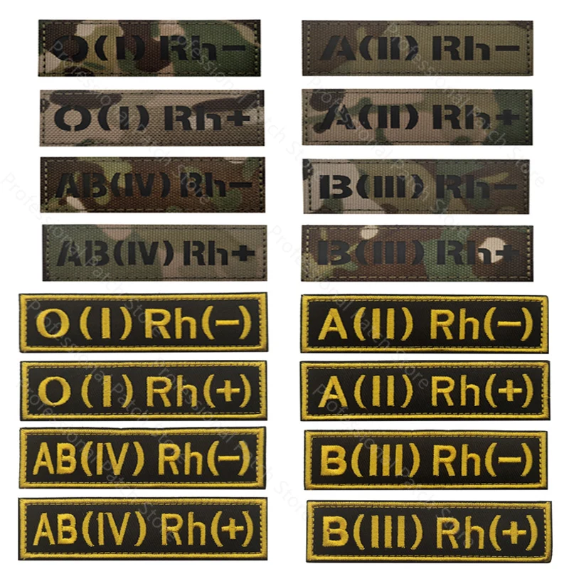 O1RH  A2RH B3RH AB4RH Blood Type Negative Rhesus Positive Russian Army Stripe Chevron Spetsnaz Patch for Military Uniform Coat