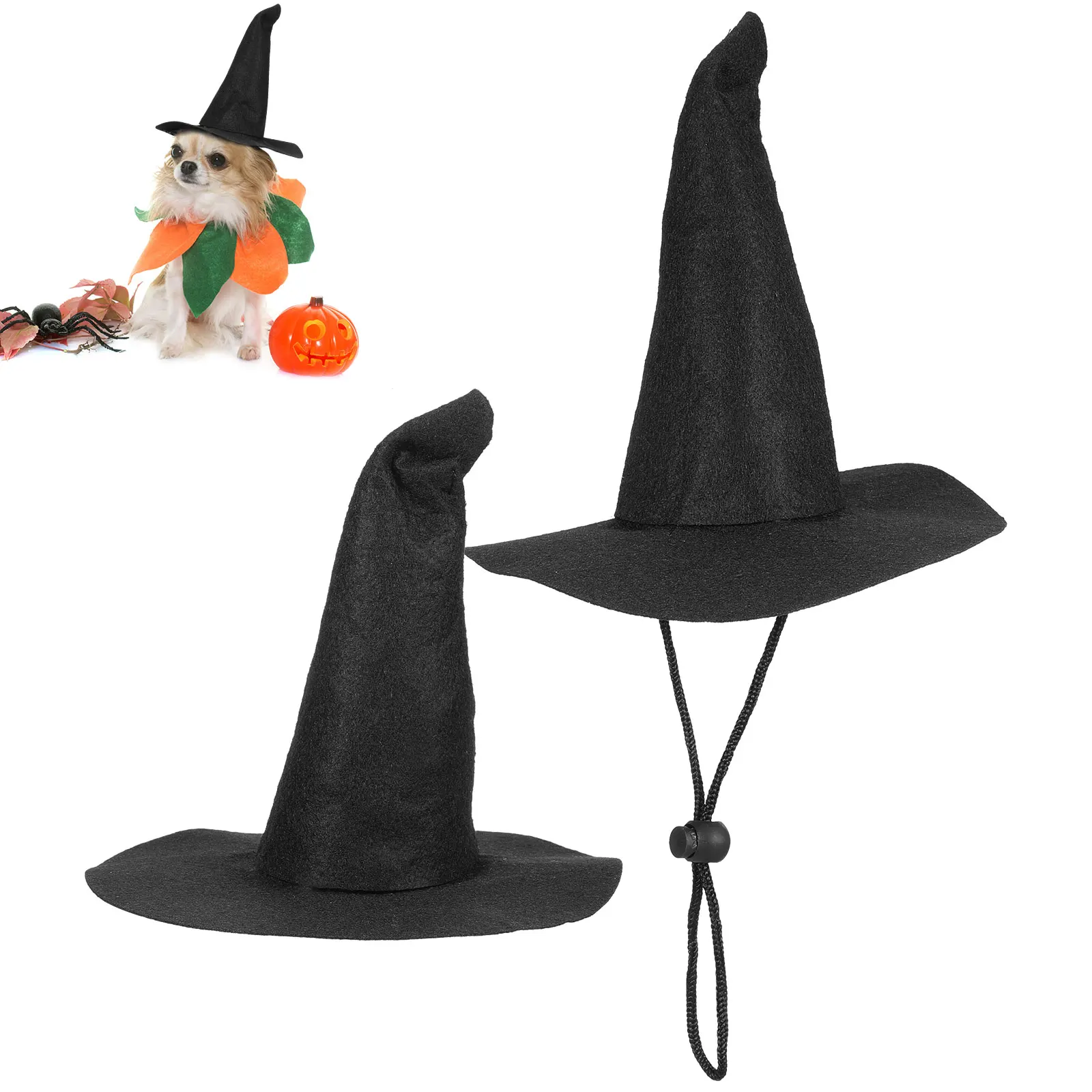 

2pcs Miniature Witch Hat For Pets Doll Baby Witch Hat Diy Craft Accessories For Seasonal Displays Halloween Party Decorations