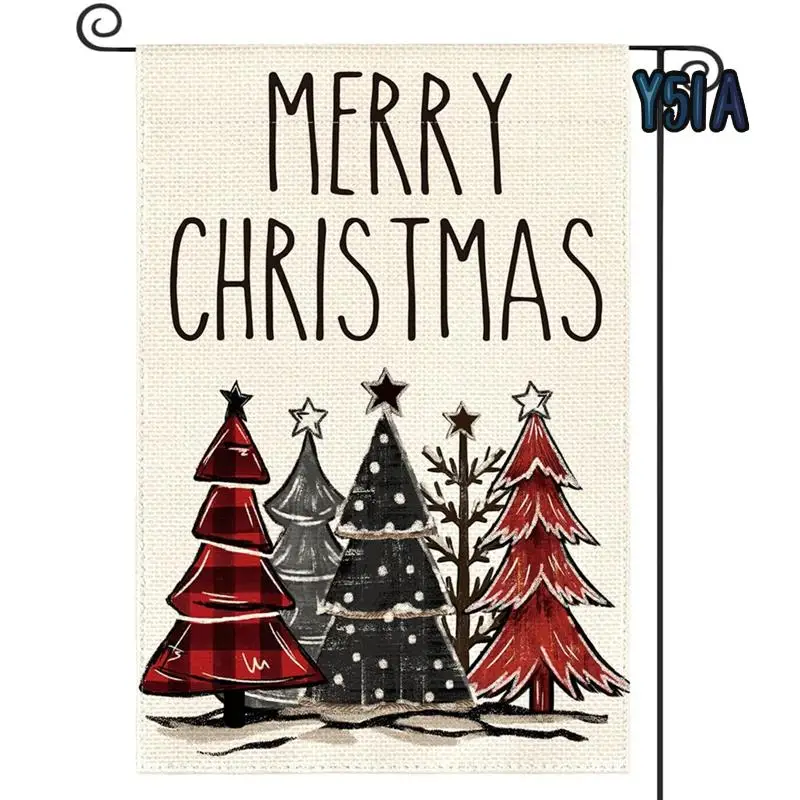 

Y51A-Christmas Garden Flag Outdoor Yard Decoration Polyester Three-Layer Merry Christmas Garden Flag