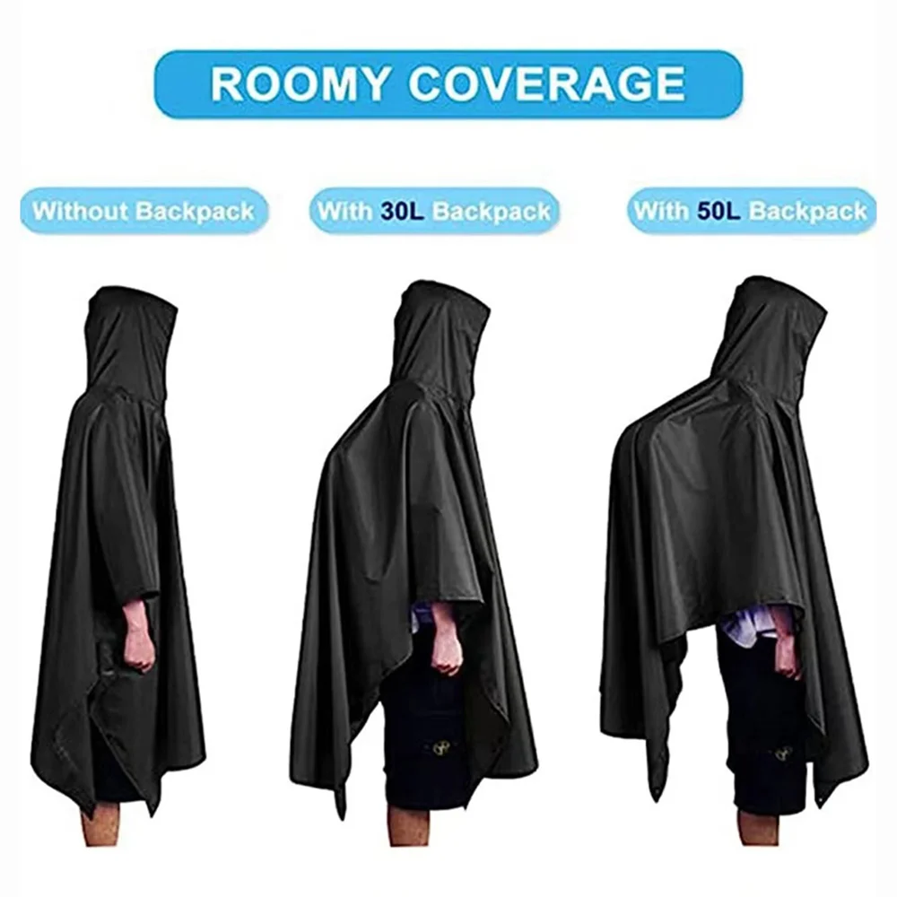 Poncho de pluie imperméable pour moto, 3 en 1, extérieur, manches à capuche, housse de pluie, camping, randonnée, voyage, vêtements de pluie, tente