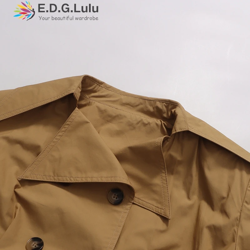 EDGLuLu New Two Piece Set Turn-Down Collar Double Breasted Short Jacket+High Waisted Asymmetrical Long Skirt Suit 1206