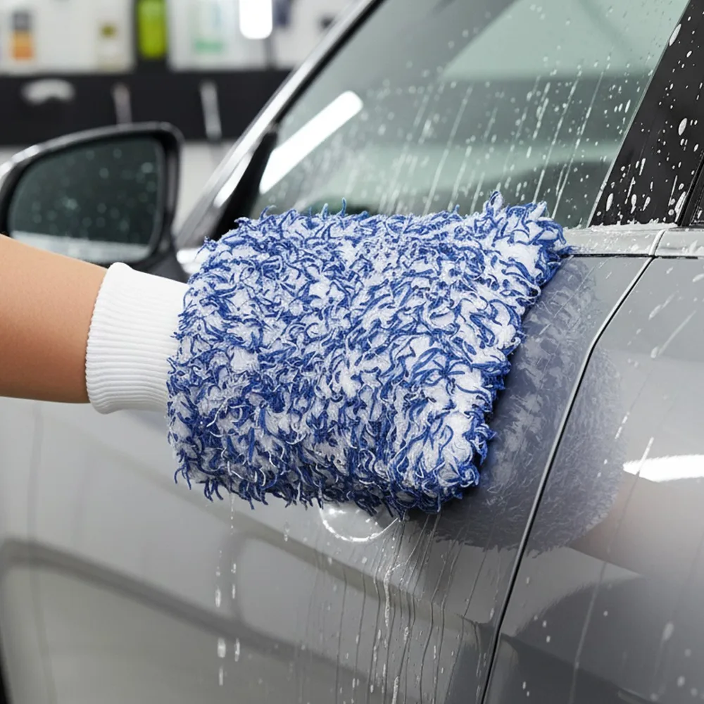스크래치 프리 플러시 마이크로파이버 자동차 세차 장갑 두꺼운 흡수성 청소 장갑 트럭 SUV 오토바이용 세차 도구