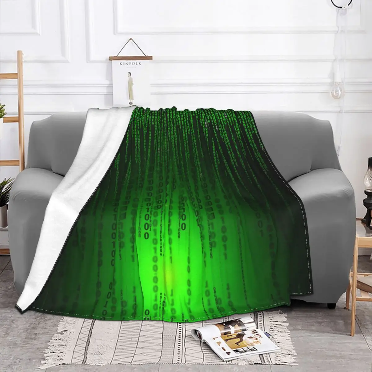 The Matrix Blanket Flannel Green Code Cozy Soft FLeece Bedspread