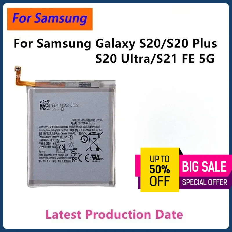 

EB-BG988ABY EB-BG980ABY EB-BG985ABY BG990ABY Battery For Samsung Galaxy S20/S20 Plus S20+/S20 Ultra/S21 FE