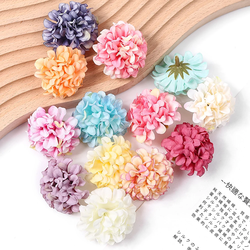 10/20/30 Stücke Hortensien Künstliche Blumen Köpfe 4 cm für Home Room Decor DIY Ehe Kranz Zubehör Braut Hochzeit Dekoration – Detail 8