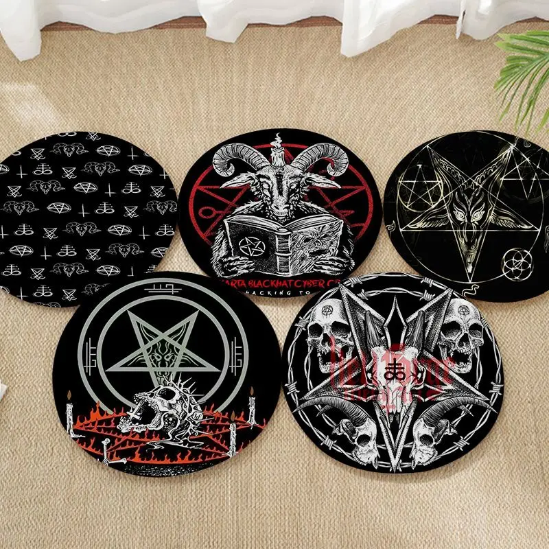 

Satanic Cat Goat Impaled Cushion Mat European Dining Chair Cushion Circular Decoration Seat For Office Desk Chair Mat Pad