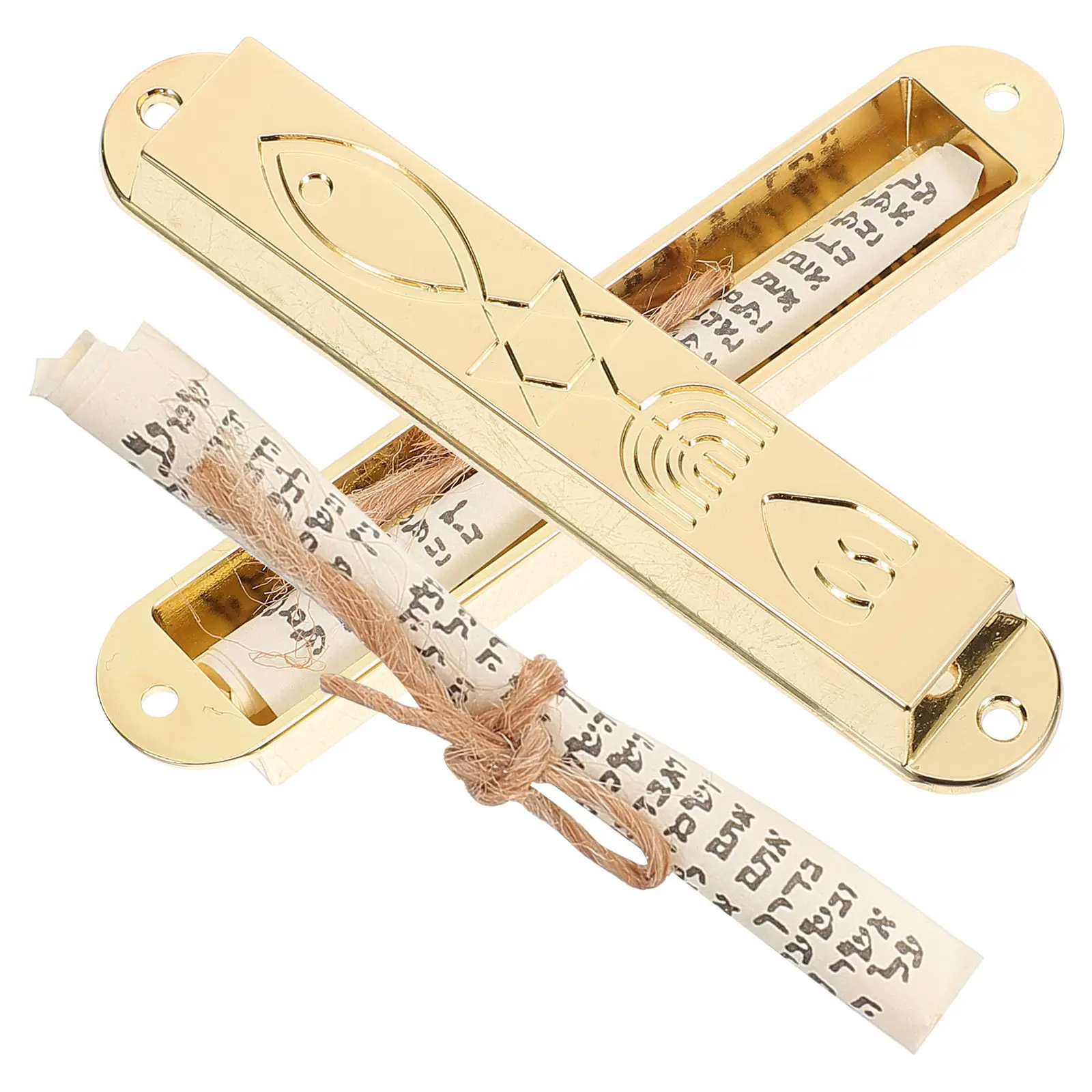 1Pair Metal Retro Mezuzah Decor Religious Adornment for Door Living Room Bedroom Library Catholic Christian