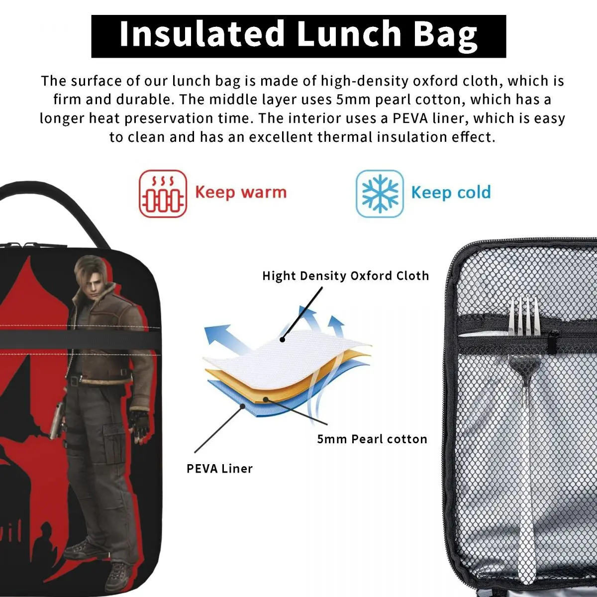 Insulated Lunch Bags Leon & RE4 Logo Merch Resident Evils 4 Game Lunch Container New Arrival Thermal Cooler Bento Box For School