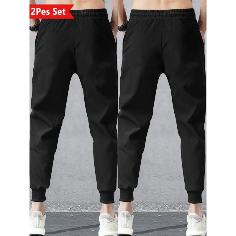 2-Pack Men Trousers Sports Pants Casual Summer Man Clothing Sweatpants Spring 2026 Light Weight Men's Adult Y2k Black Trousers - Image 2