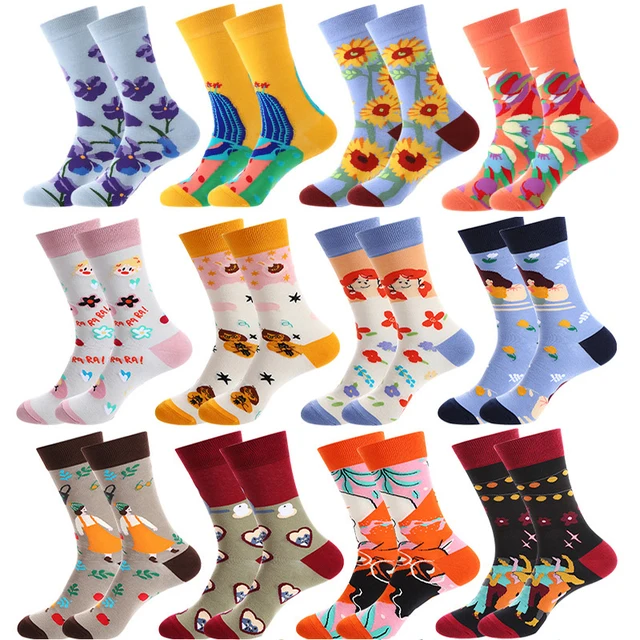 Cartoon Fruit Animal Cake flower Mixed Colors, Pure Cotton, INS Fashion Brand, Net Red, Casual Fashion Socks dla mężczyzn i kobiet