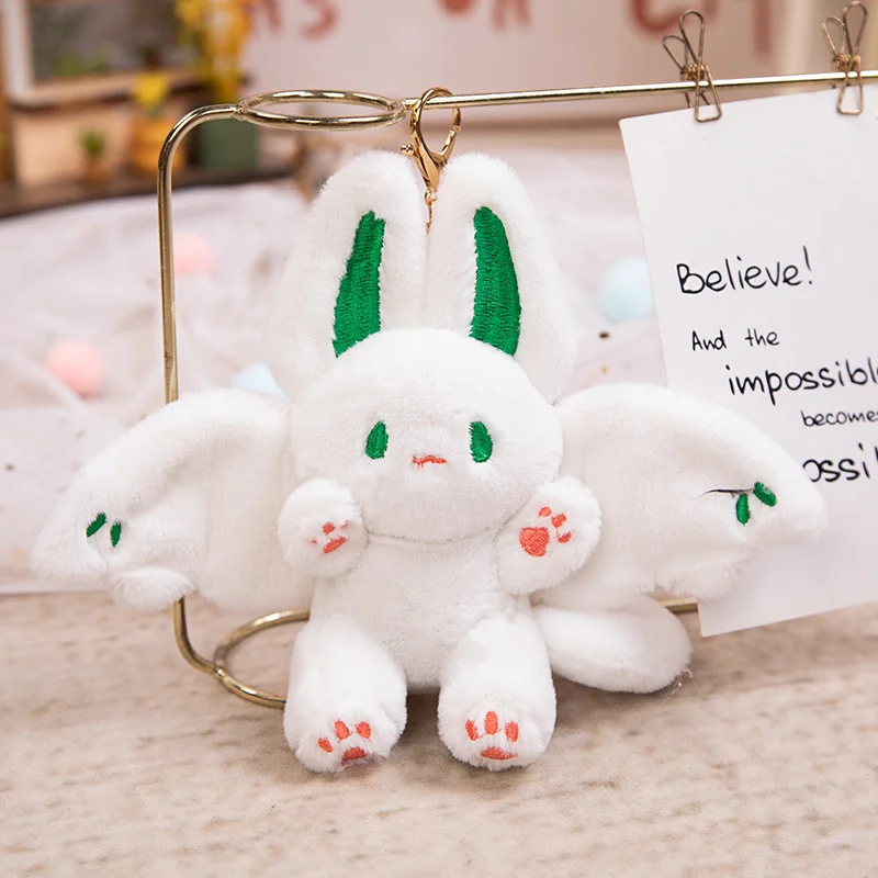 12/15cm Cute Small Bat Rabbit Plush Keychain Cartoon Stuffed Animals Penguin Frog Soft KidsPlushies Doll Anime Bag Pendant Gifts