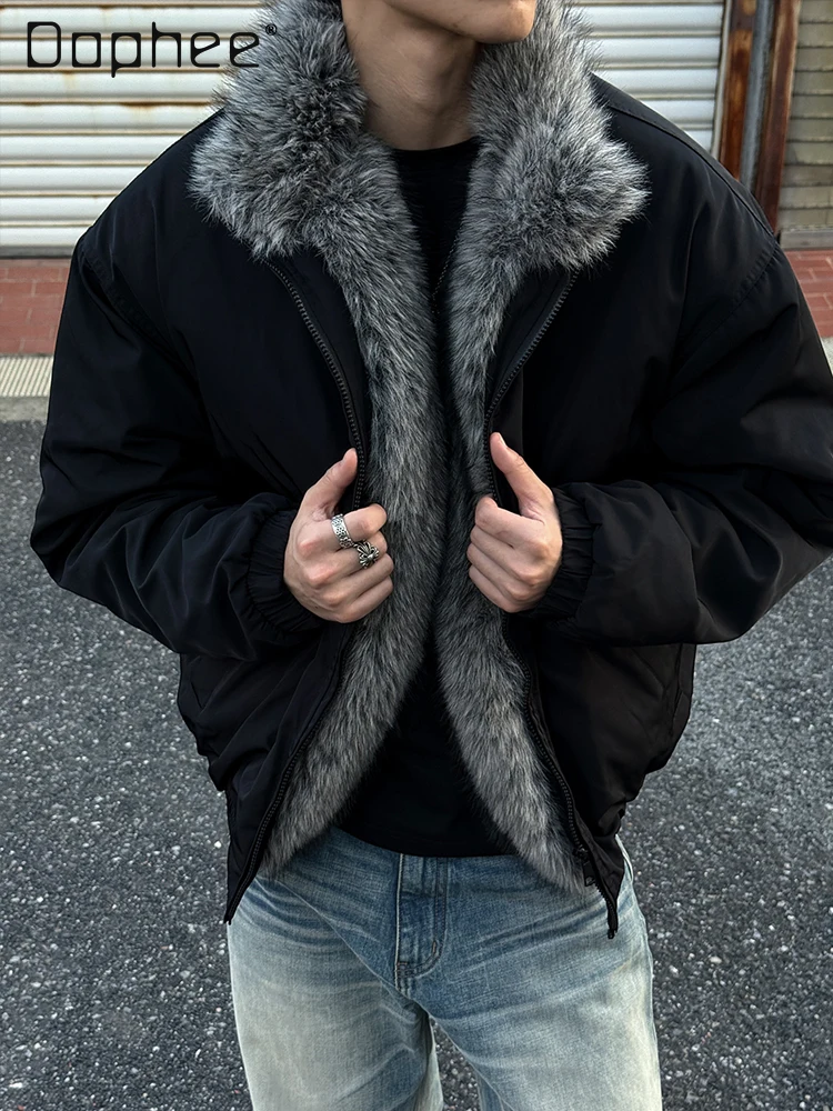 

Мужская утолщенная хлопковая куртка в стиле ретро с воротником-стойкой в стиле пэчворк, плюшевая свободная модная мужская одежда с отложным воротником