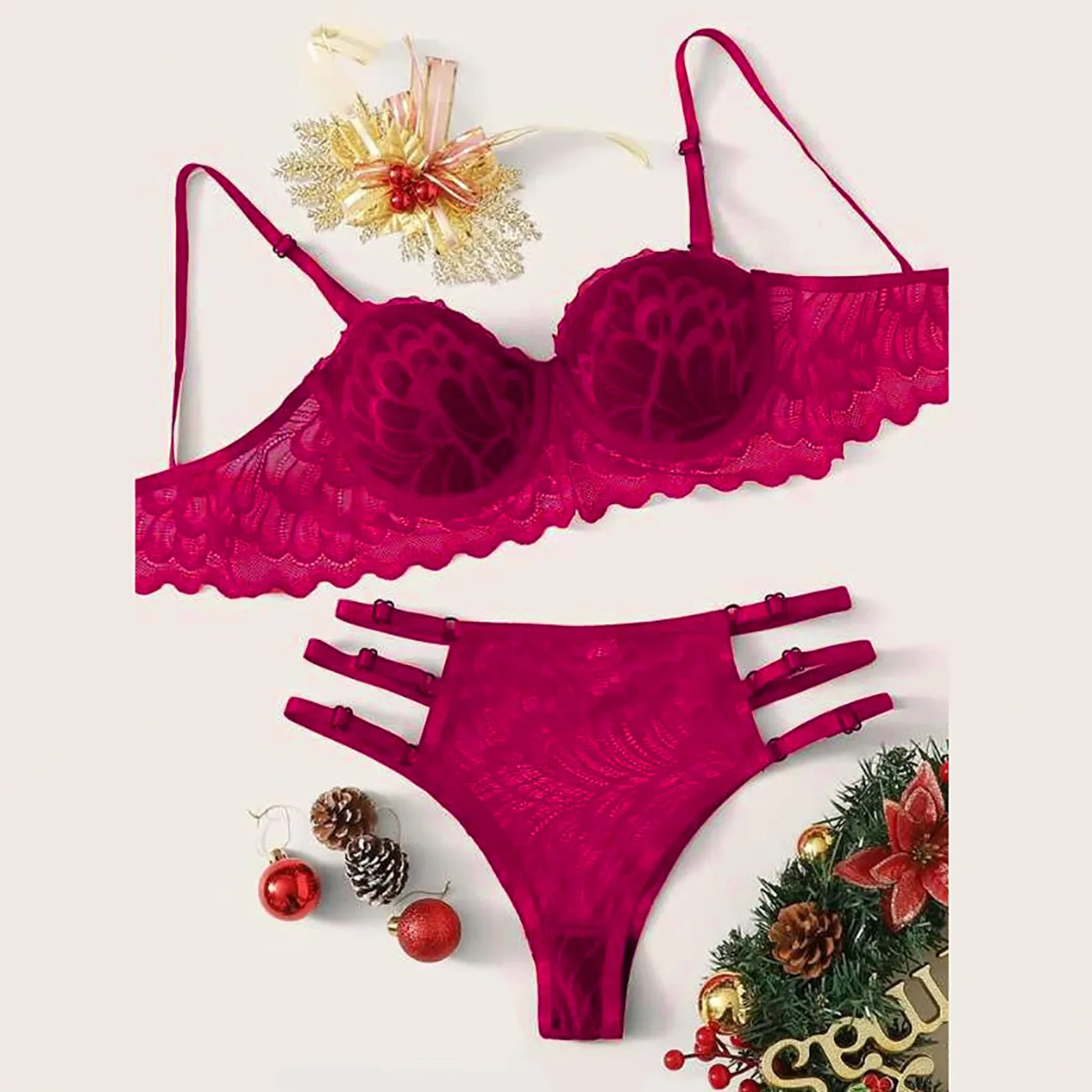 

New Sexy Lace Lingeries Female Underwear Solid Color Lingerie Sets Steel Ring Pajamas Garter Sleepwear Women's Lingeries
