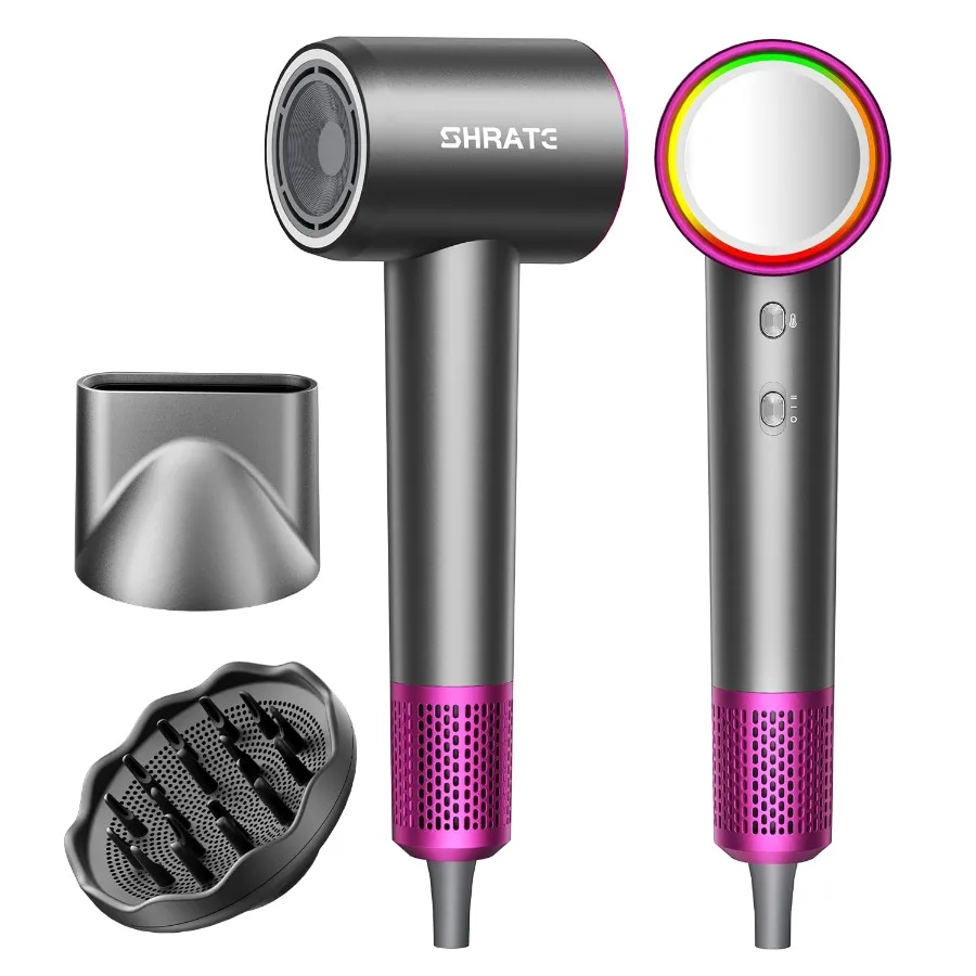 

Professional High Speed Ionic Hair Dryer for All Hair Types with Magnetic Diffuser 160000 RPM 500 Million Negative Ions Low Noi