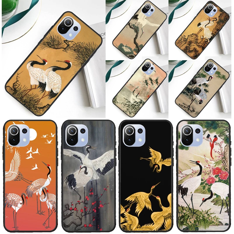 Red-crowned Crane Bird Cover For Xiaomi 14 13 Ultra 11T 12T 13T 14T Pro POCO X7 Pro X3 X5 F3 F5 F6 M6 X6 Pro Case