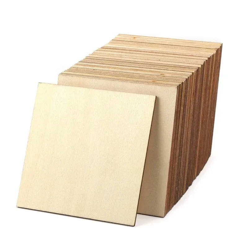 

100pcs Unfinished Wood Pieces Square Blank Wooden Cutouts for Crafts,Squares Cutout Tiles Unfinished Wood Cup Coasters