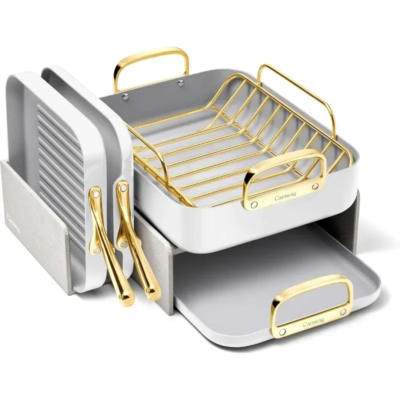 

Cookware Set - Square Pans Set - Perfect for Griddling, Toasting, Searing, Roasting, and More - Non-Stick Ceramic Coated Pans