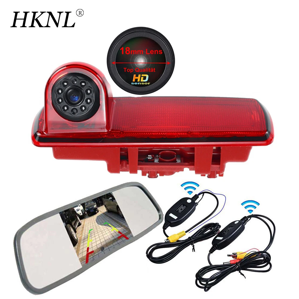 HKNL HD lens CCD Car Backup Camera+Mirror+2.4GHZ Wireless For Opel Vauxhall Vivaro Nissan NV300 Renault Traffic Rot Brake Light