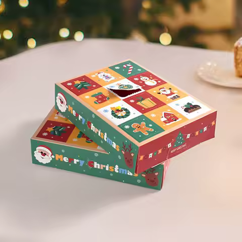2/4pcs Creative Christmas Gift Boxes 12Grid Surprise Gift Box Countdown Advent Calendar Box Poked with Finger Xmas Gift Box Noel