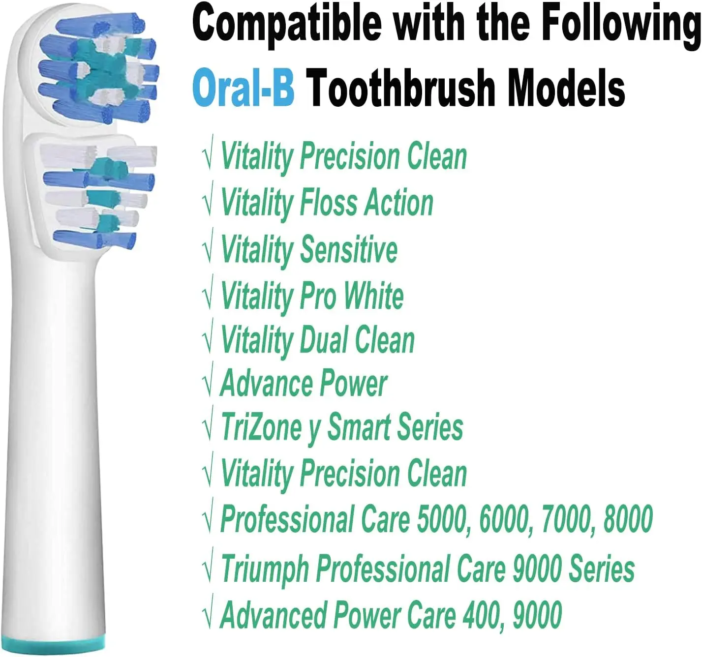 Double Clean Replacement Brush Head Compatible with Oral B Braun Electric Toothbrush Pro, 1000, 8000, 9000, Adults, Kids